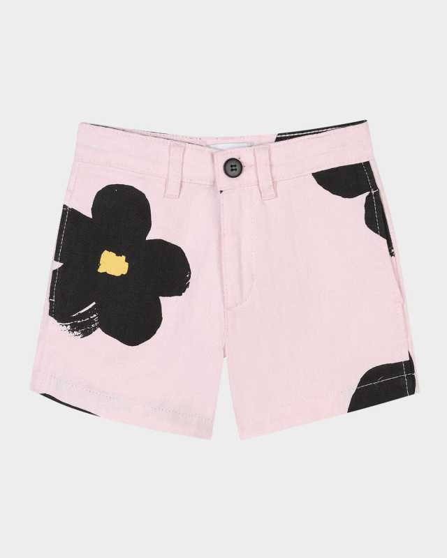 Girl's Floral-Print Cotton Twill Shorts, Size 6-